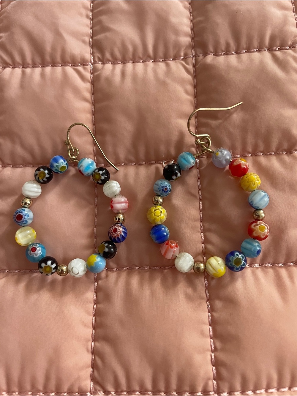 Colorful Millefiori Glass Bead Hoop Earrings made in Italy
